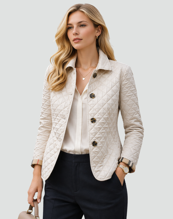 Steppjacke mit Knopfleiste und Rautensteppung