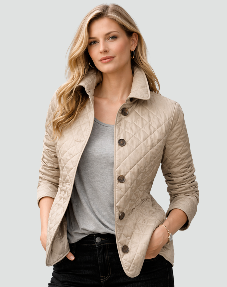 Steppjacke mit Knopfleiste und Rautensteppung