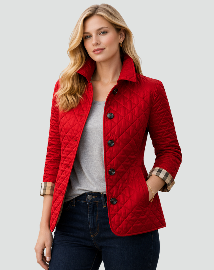 Steppjacke mit Knopfleiste und Rautensteppung