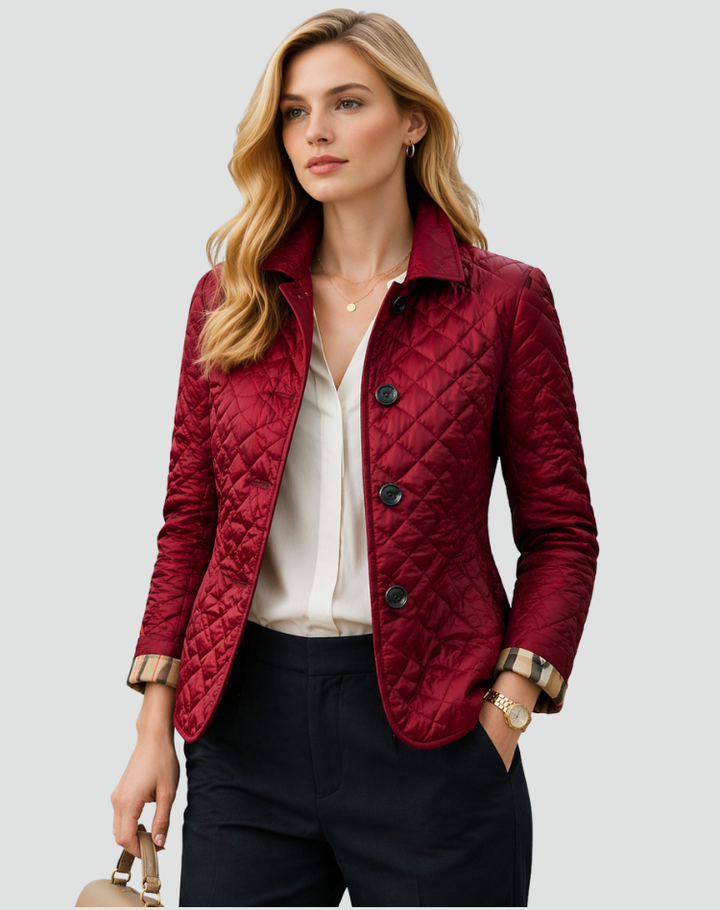 Steppjacke mit Knopfleiste und Rautensteppung