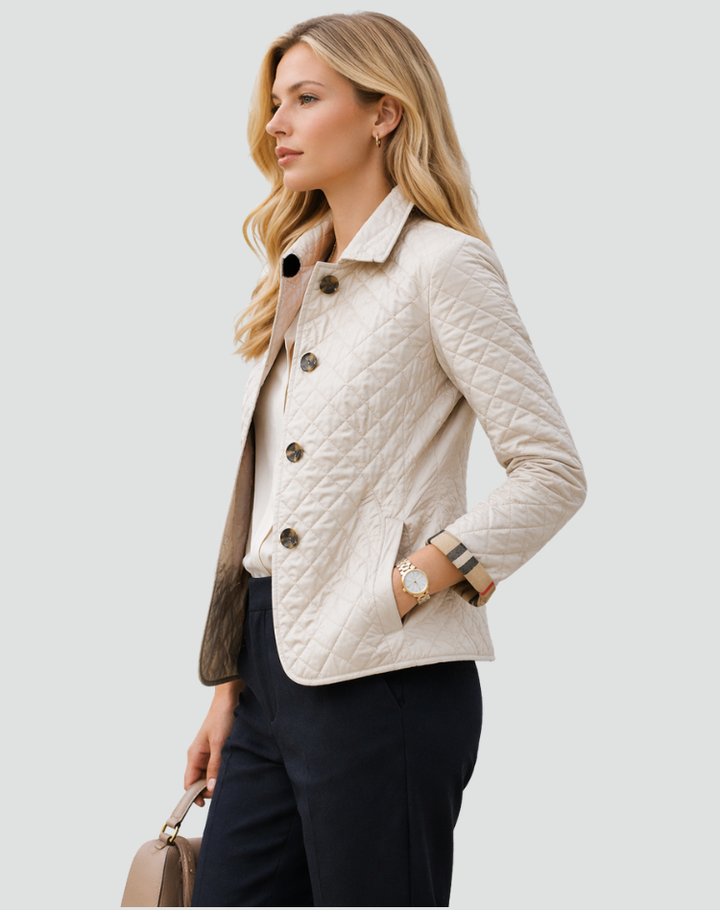 Steppjacke mit Knopfleiste und Rautensteppung