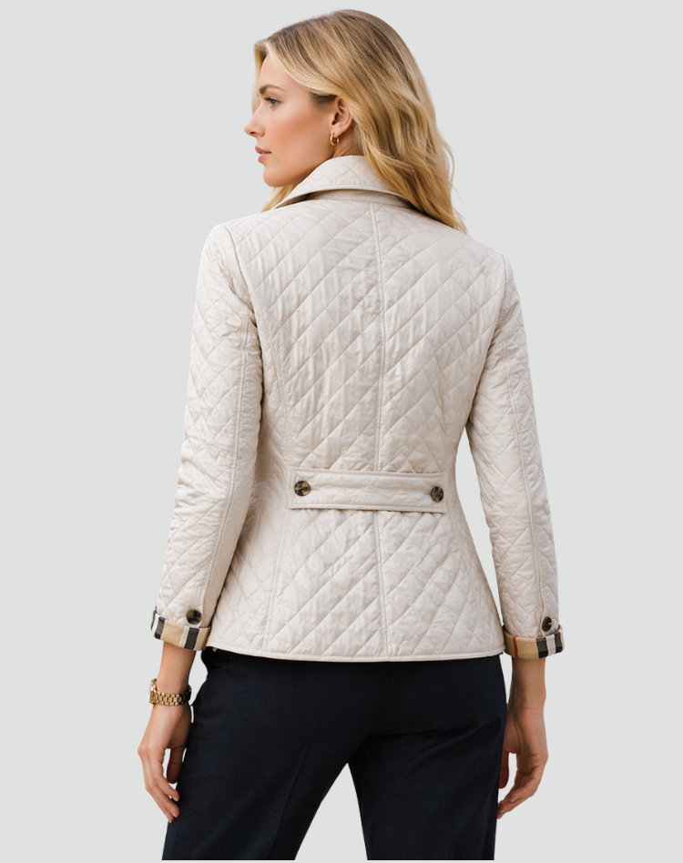 Steppjacke mit Knopfleiste und Rautensteppung