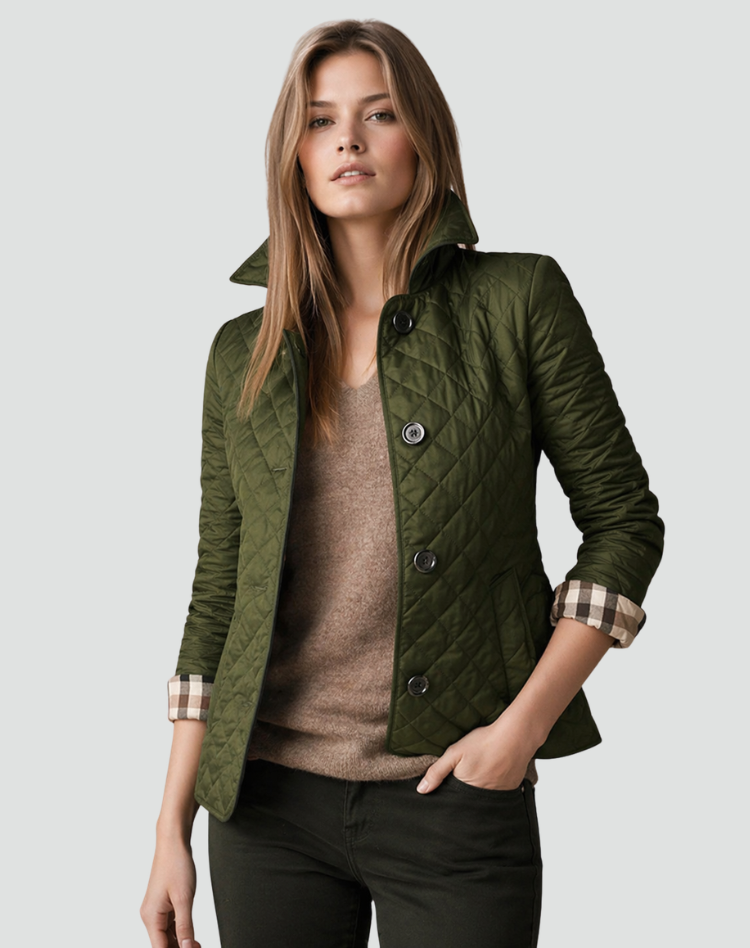 Steppjacke mit Knopfleiste und Rautensteppung