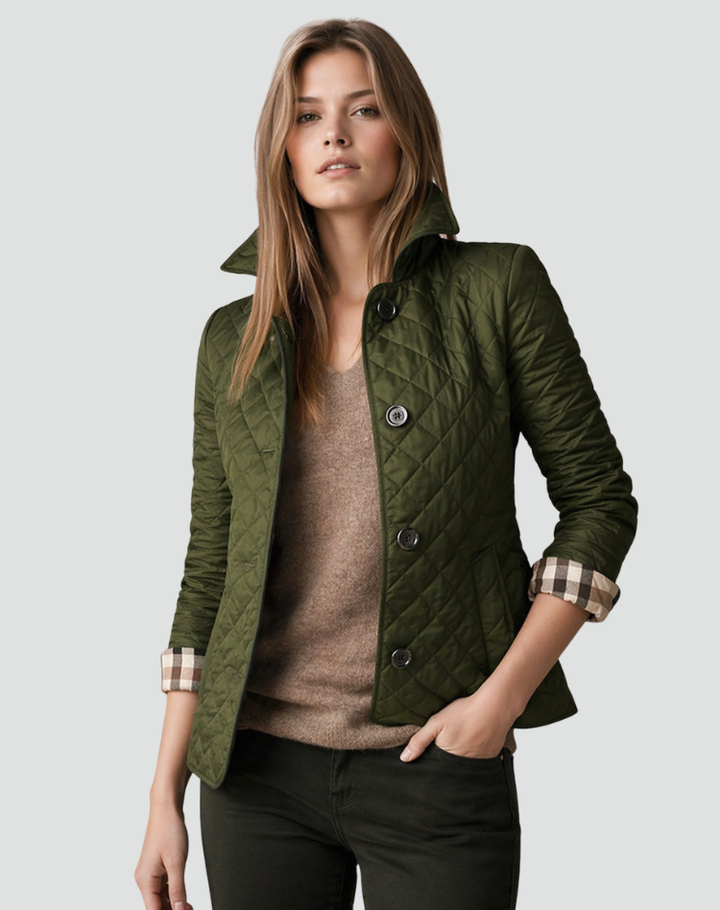 Steppjacke mit Knopfleiste und Rautensteppung