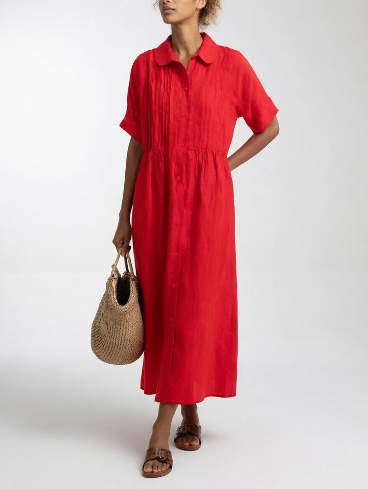 Lässiges Maxi-Hemdkleid aus Baumwolle mit Knopfleiste und kurzen Ärmeln