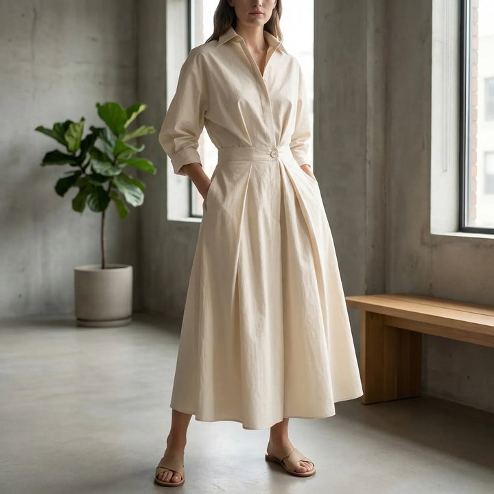 A-Linien-Kleid mit Retro-Kragen und Gürtel - Kendra