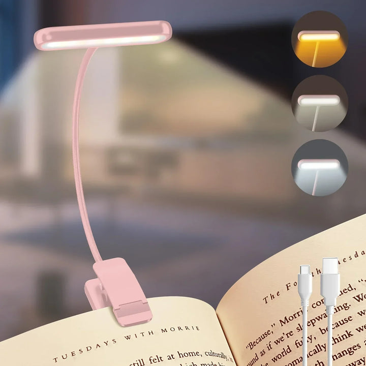 FlexiRead Leselampe | USB-Aufladbar | 3 Lichtfarben und Dimmbar | Klemme und Flexibler Arm