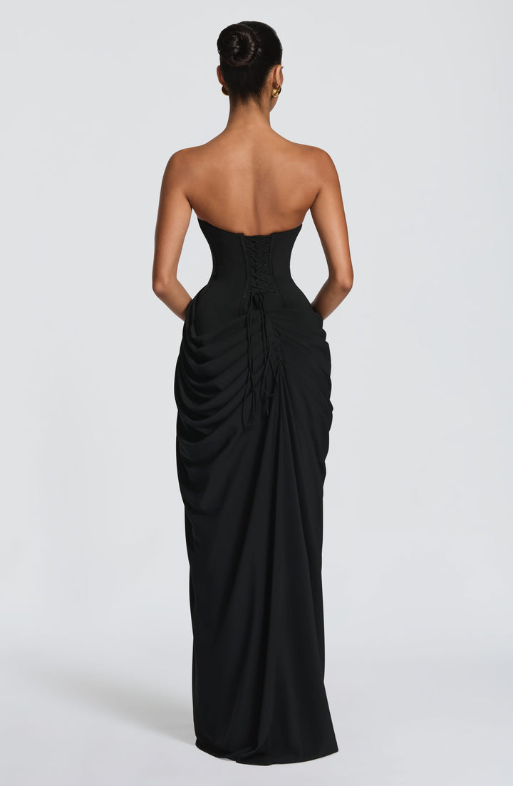 Lois trägerloses Korsett-Maxikleid mit hohem Schlitz