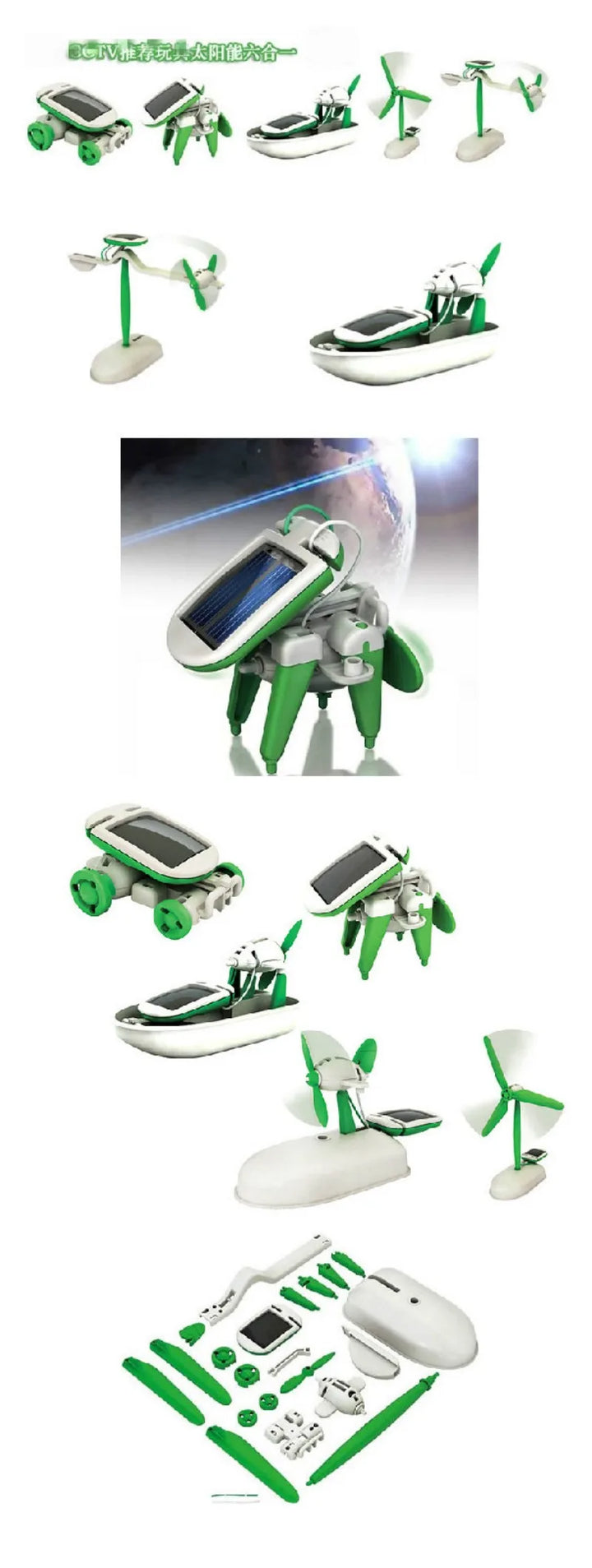 Solar-Roboter-Bausatz 6-in-1 – Bauen und Lernen mit Segelboot, Windmühle, Auto und mehr