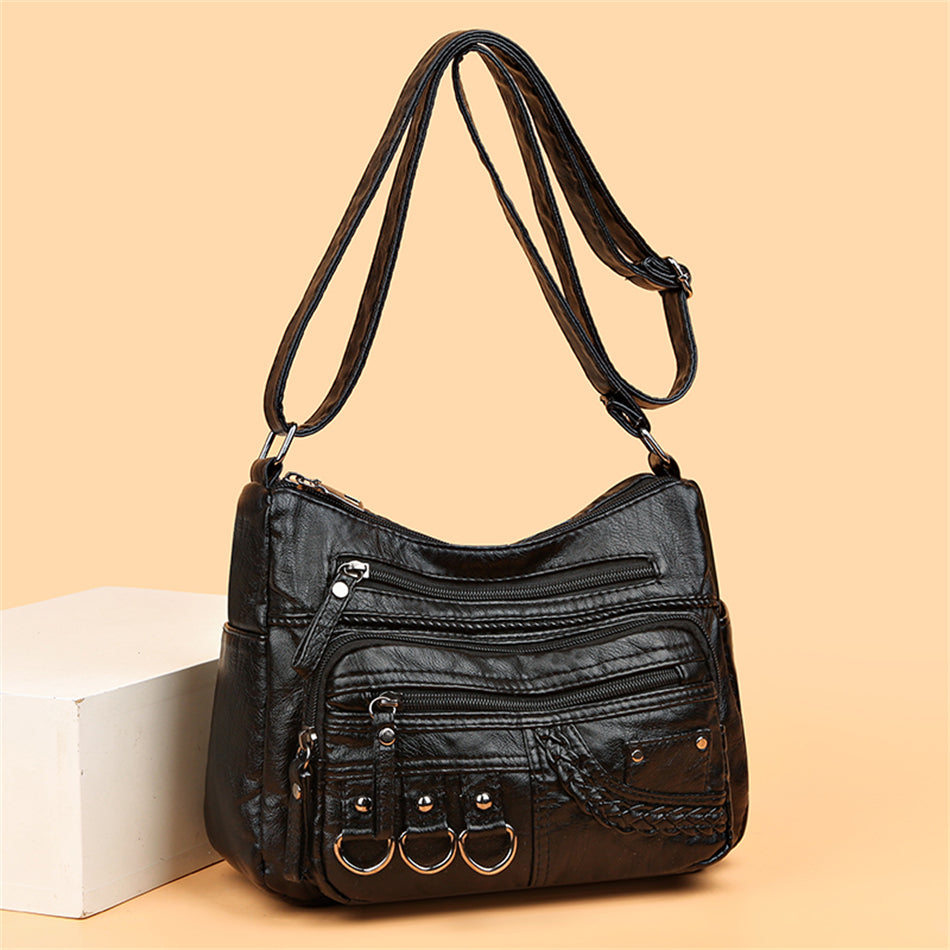 Vintage Leder-Damenhandtasche - Isabella