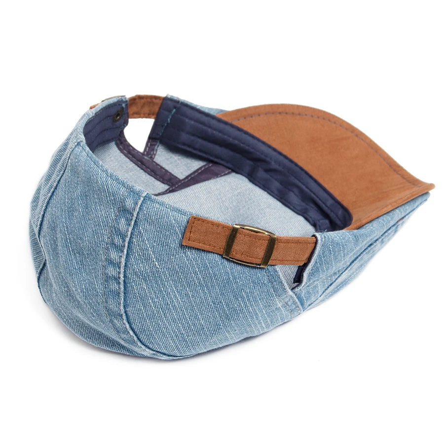 Herren-Schiebermütze | Retro-Denim-Newsboy-Mütze