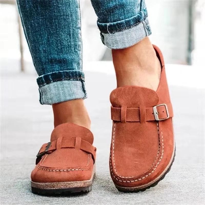 Retro-Slip-on-Sandalen in Veloursoptik mit orthopädischem Komfort - Solenza