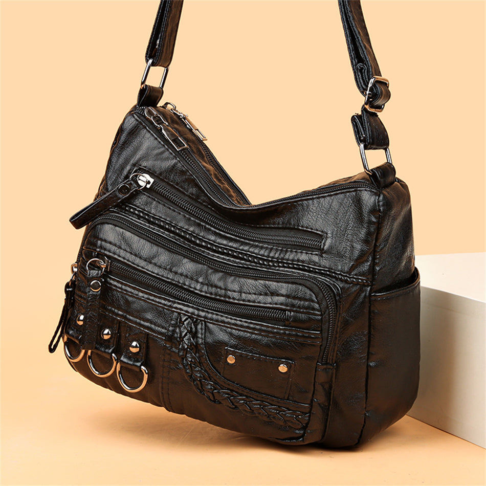 Vintage Leder-Damenhandtasche - Isabella
