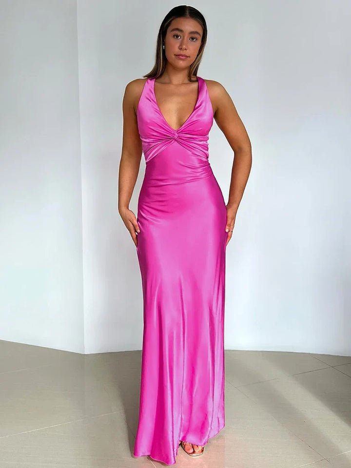 Abendkleid für Damen, ärmellos, mit Neckholder-Ausschnitt