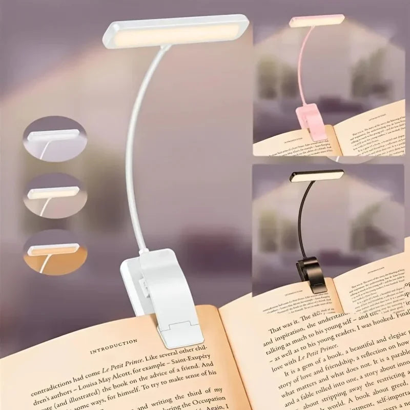 FlexiRead Leselampe | USB-Aufladbar | 3 Lichtfarben und Dimmbar | Klemme und Flexibler Arm