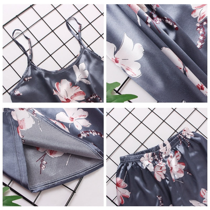 Satin-Pyjama-Set mit Blumenprint
