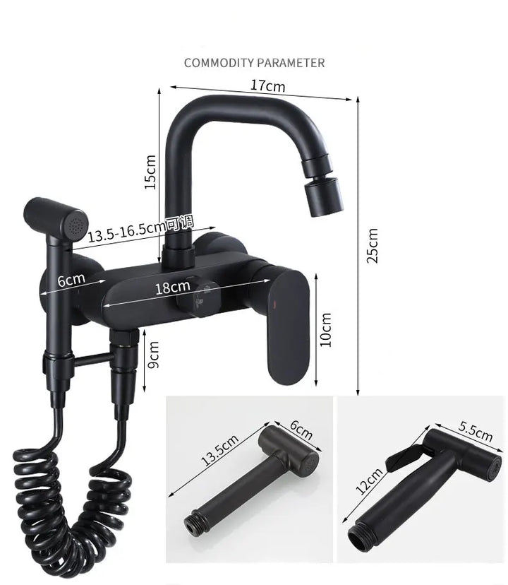 AquaJet Wandarmatur in Schwarz aus Messing
