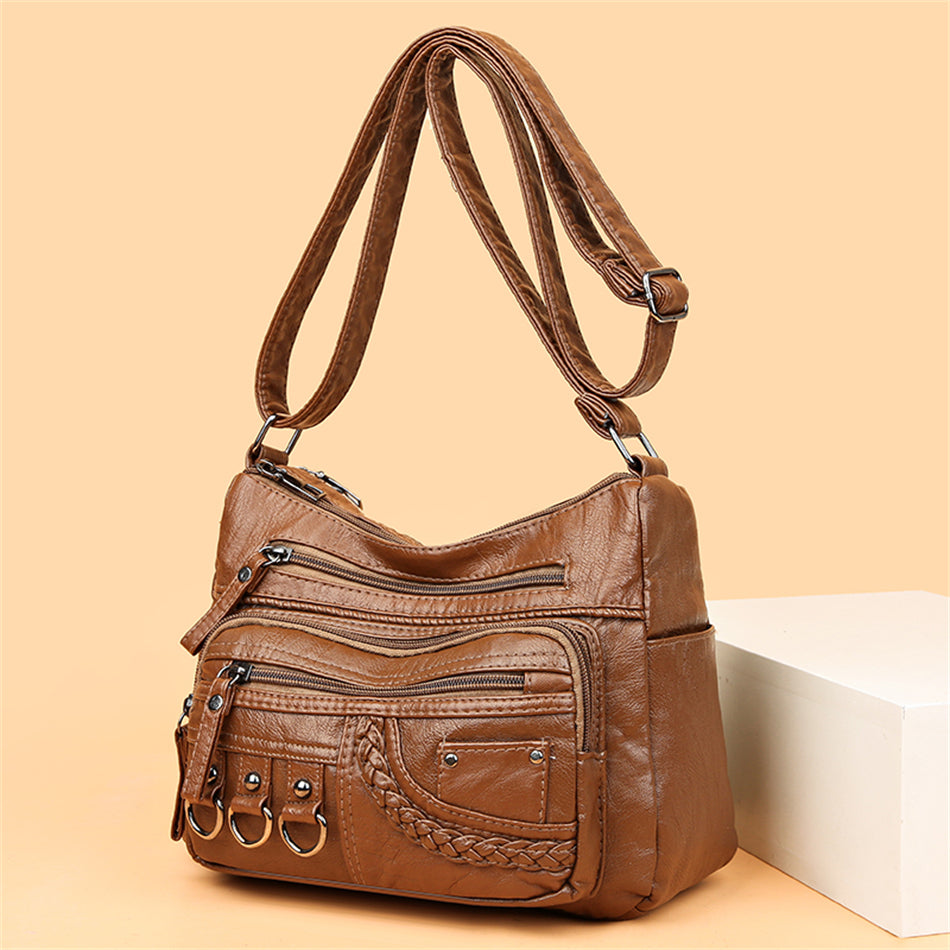 Vintage Leder-Damenhandtasche - Isabella