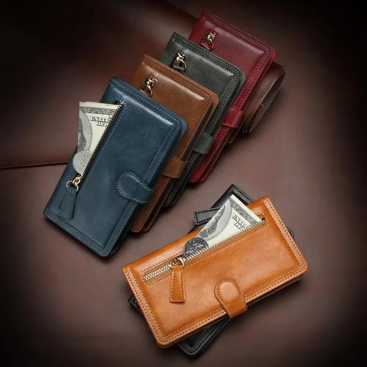 Premium-Leder-Flip-Wallet für iPhone & Hülle mit Ständer