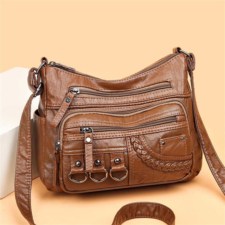 Vintage Leder-Damenhandtasche - Isabella