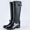 Hohe wasserdichte Damen-Regenstiefel mit Schnallen & Blockabsatz – Elenya