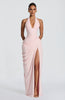 Linde Neckholder-Maxikleid mit Korsett-Oberteil und Chiffonrock