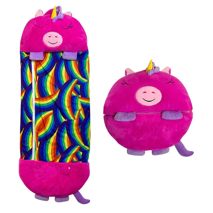 Schlafsack und Kuscheltier in einem