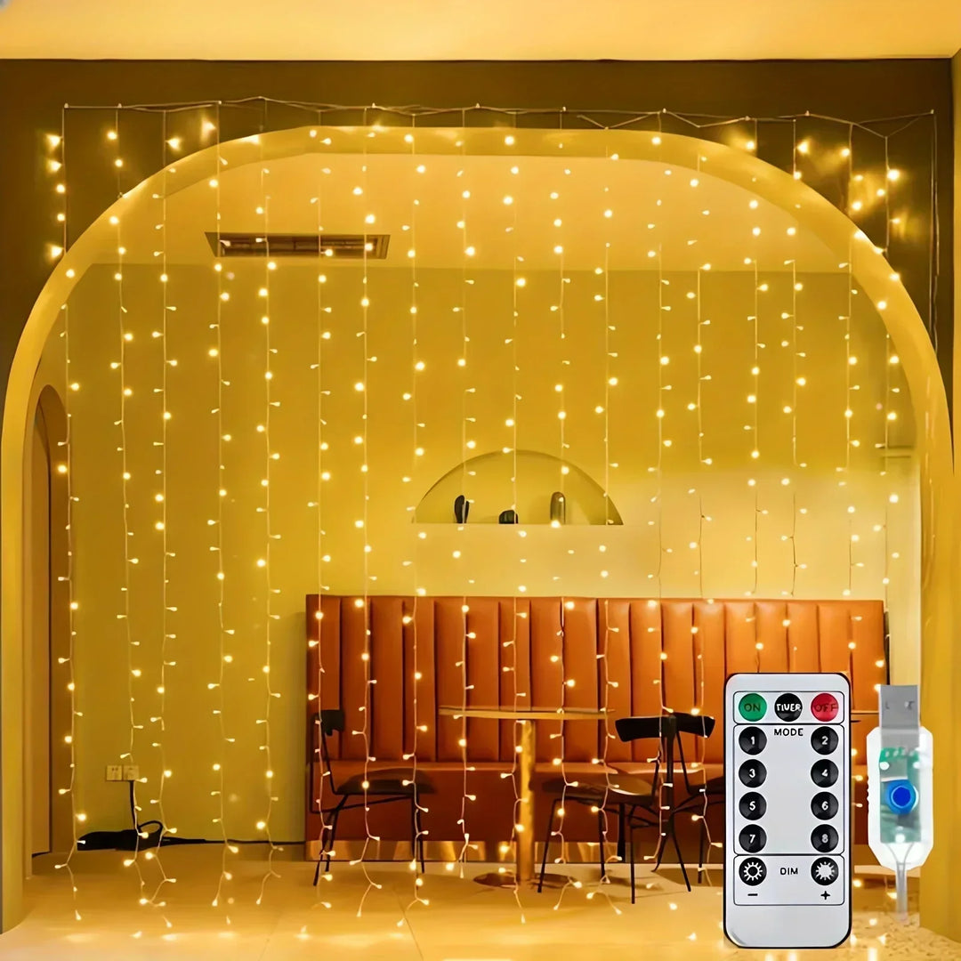 USB-LED-Lichtervorhang mit Fernbedienung