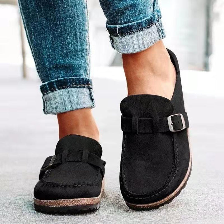 Retro-Slip-on-Sandalen in Veloursoptik mit orthopädischem Komfort - Solenza