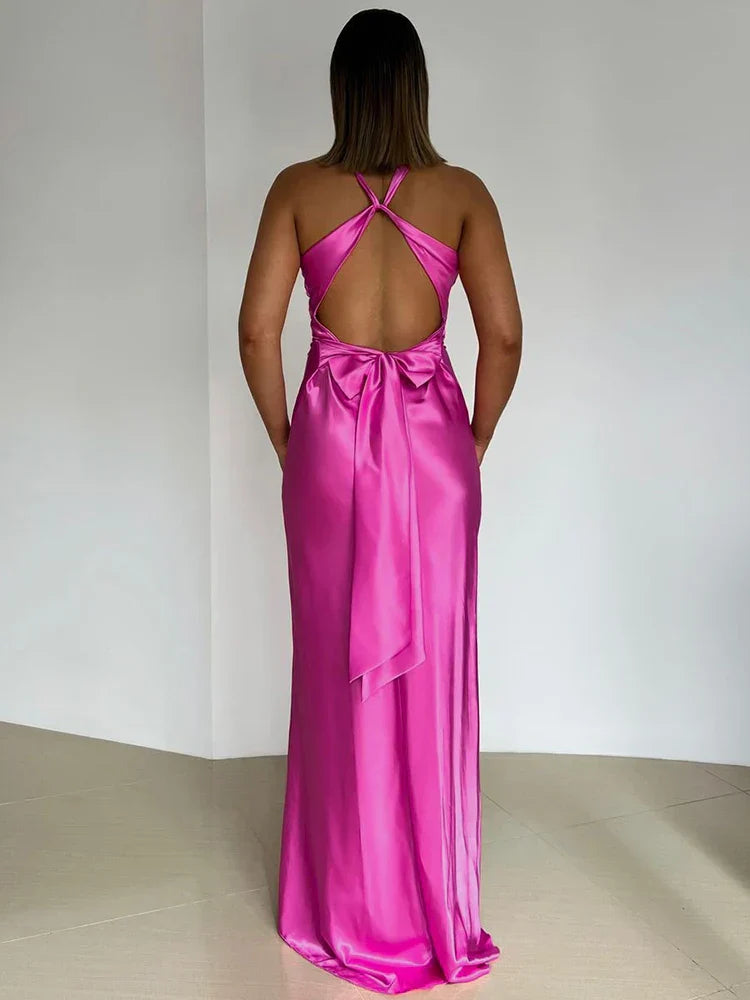 Abendkleid für Damen, ärmellos, mit Neckholder-Ausschnitt