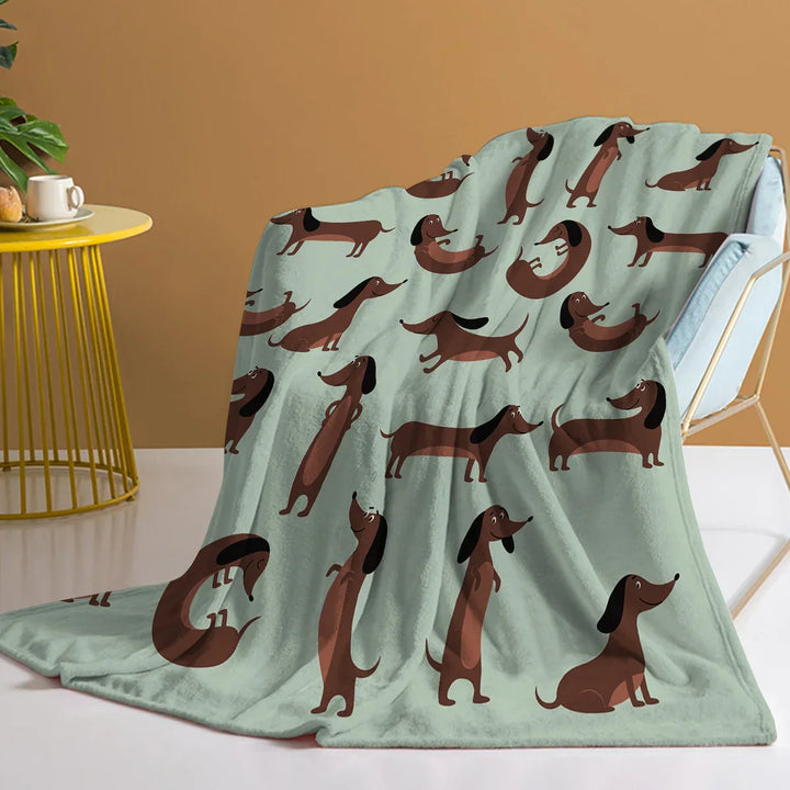 DoxiDream Fleecedecke | Weiche Flanell | Dackel-Print | Sofa & Bett