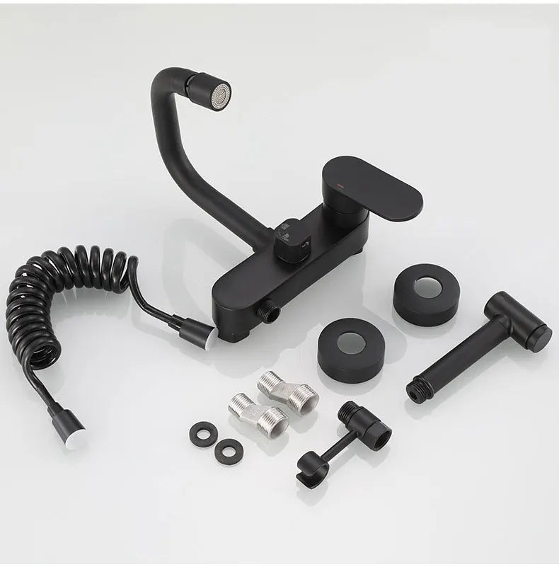 AquaJet Wandarmatur in Schwarz aus Messing