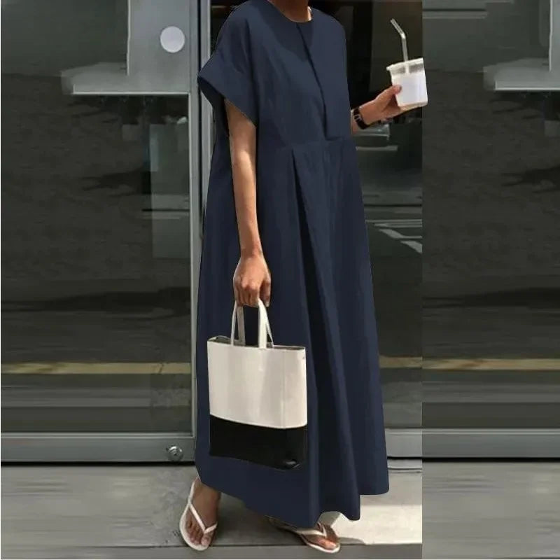 Damen Sommer Maxikleid mit kurzen Ärmeln