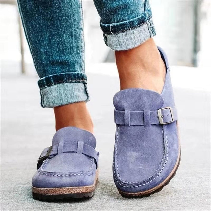 Retro-Slip-on-Sandalen in Veloursoptik mit orthopädischem Komfort - Solenza