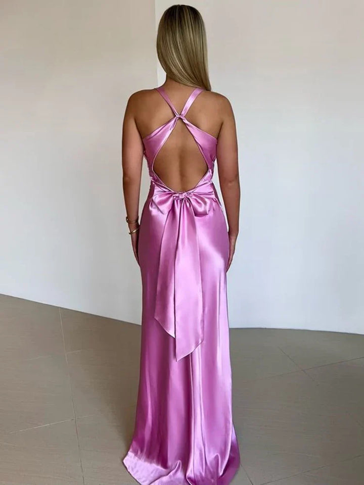 Abendkleid für Damen, ärmellos, mit Neckholder-Ausschnitt