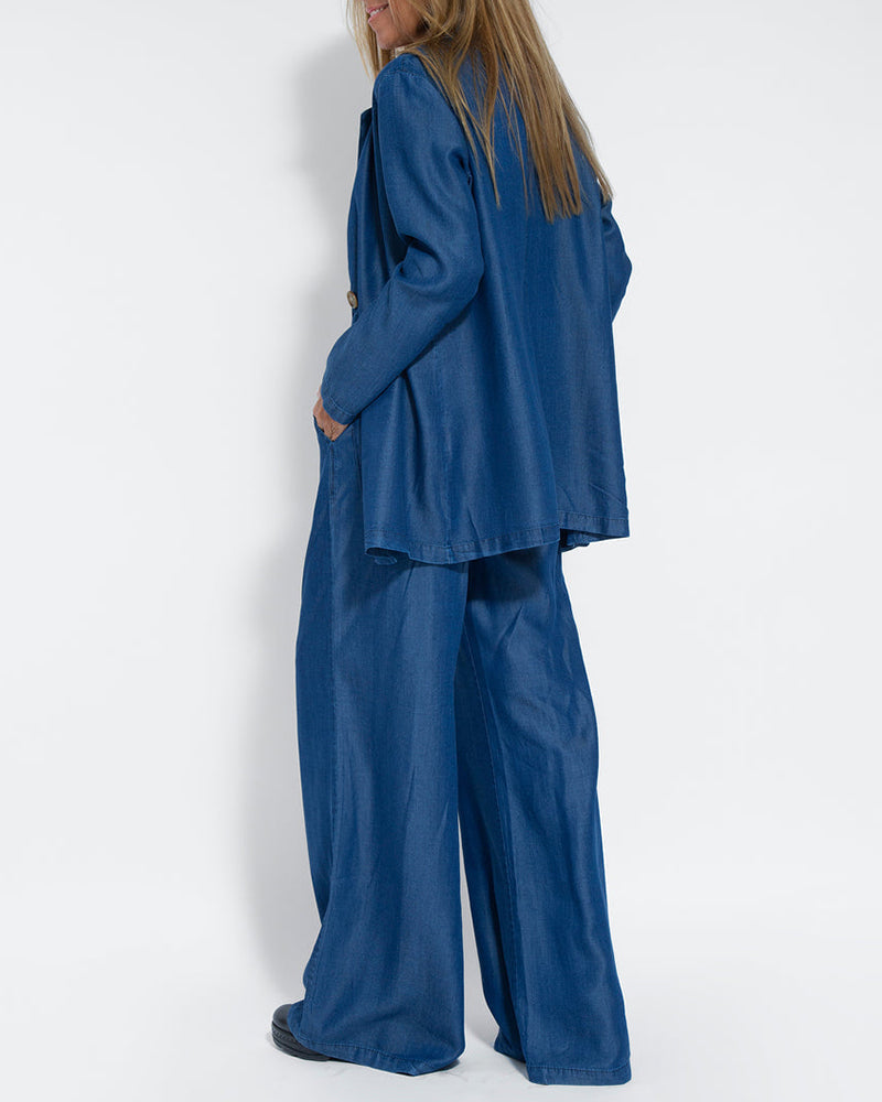 Leinen 2-teiliges Set mit weiter Hose und Weste – Alma