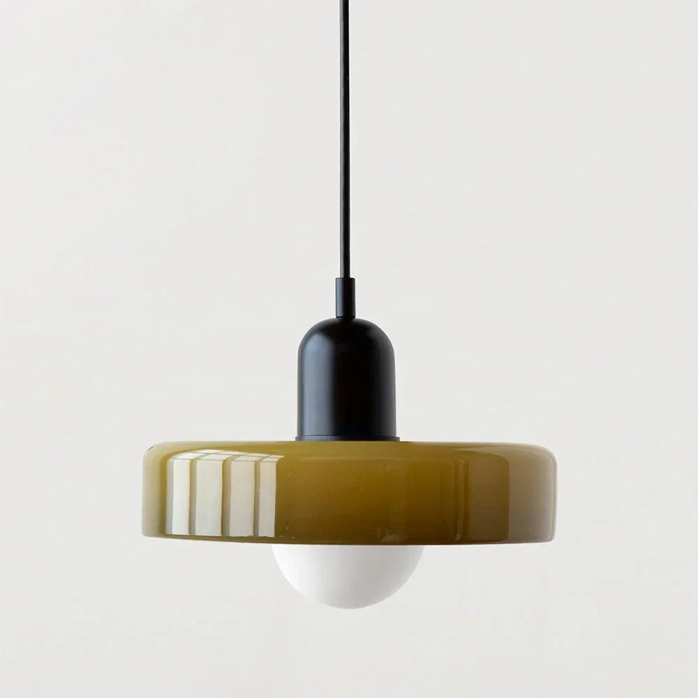 Bauhaus Buntglas-Pendelleuchte