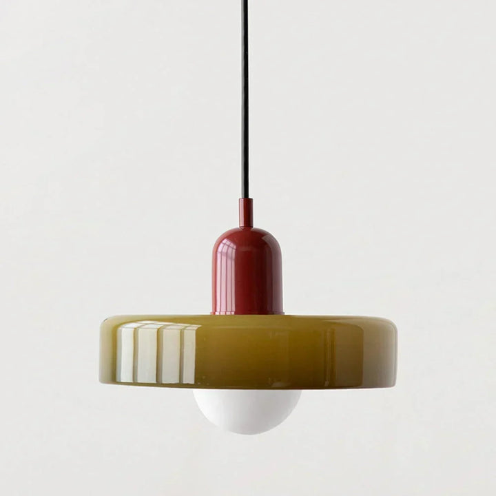 Bauhaus Buntglas-Pendelleuchte