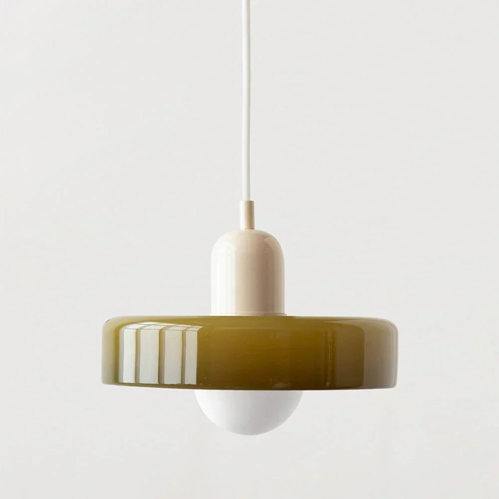 Bauhaus Buntglas-Pendelleuchte