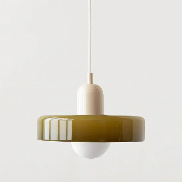 Bauhaus Buntglas-Pendelleuchte