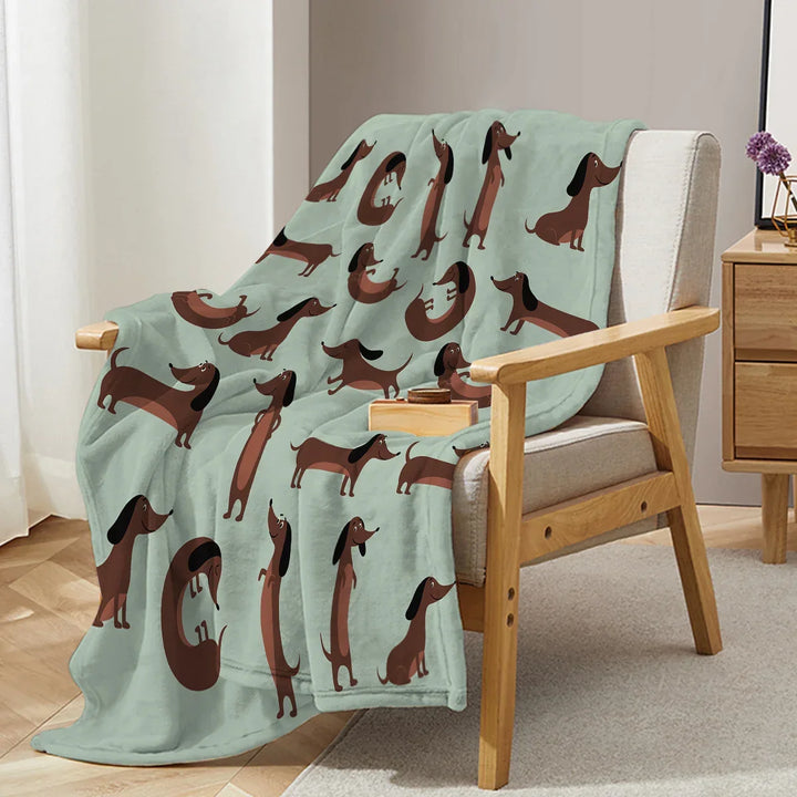 DoxiDream Fleecedecke | Weiche Flanell | Dackel-Print | Sofa & Bett