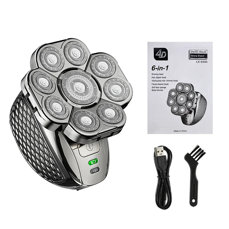 6-in-1 wasserdichter Elektrorasierer für Männer mit 9D-Schwimmköpfen & Pflegeset – MultiTrim