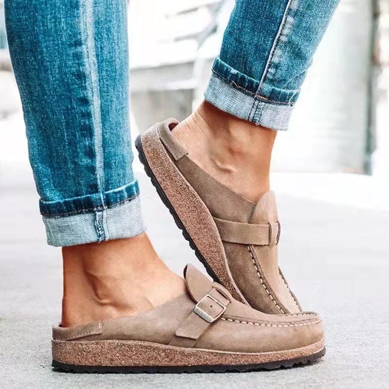 Retro-Slip-on-Sandalen in Veloursoptik mit orthopädischem Komfort - Solenza