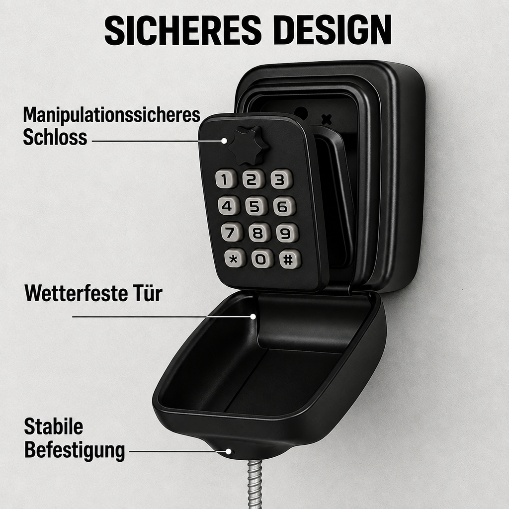 Schlüsselsafe mit Code | Wetterfestes Metall | Einstellbares Kombinationsschloss