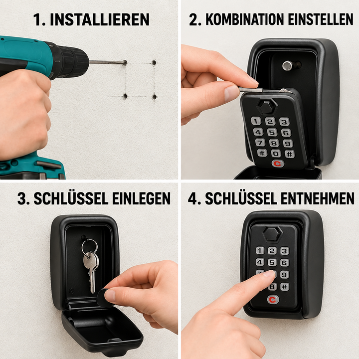 Schlüsselsafe mit Code | Wetterfestes Metall | Einstellbares Kombinationsschloss
