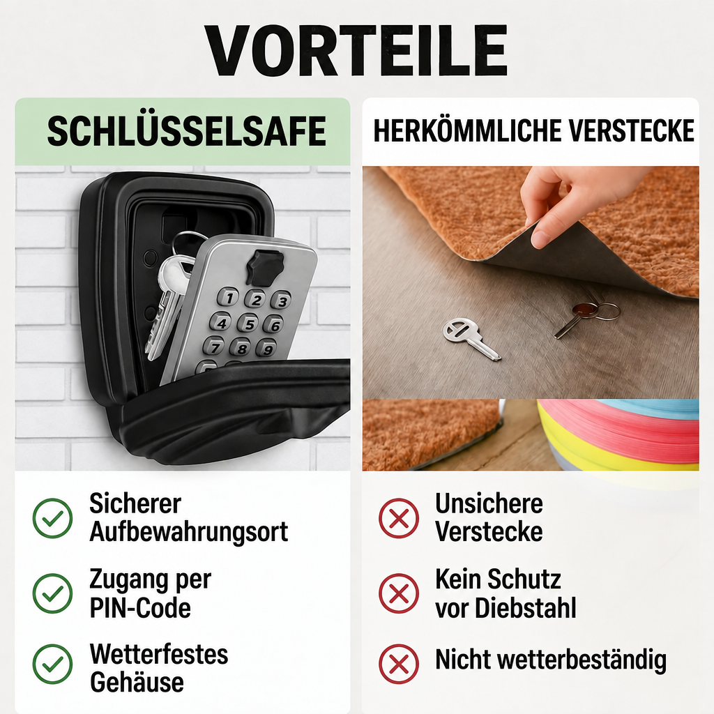 Schlüsselsafe mit Code | Wetterfestes Metall | Einstellbares Kombinationsschloss