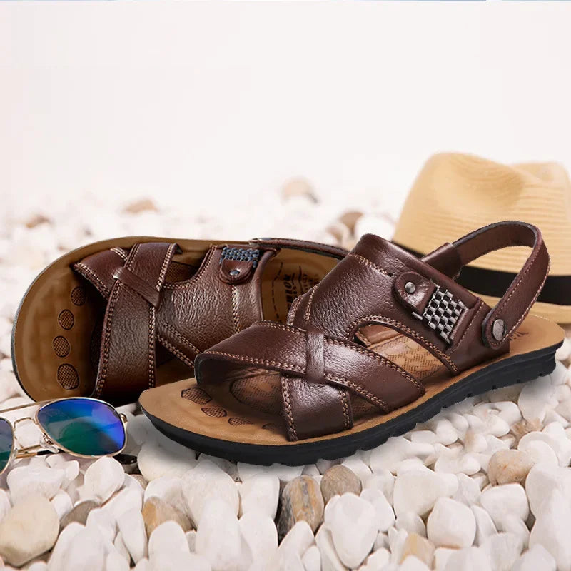 Langlebige &amp; atmungsaktive Leder-Herrensandalen – Tiberius