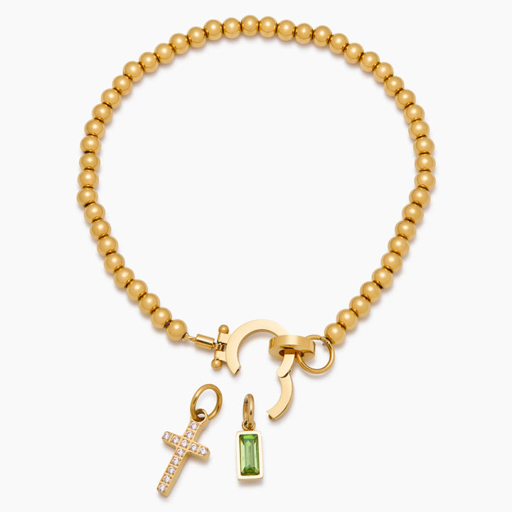 Nova-Perlen-Geburtssteinarmband mit Kreuzanhänger