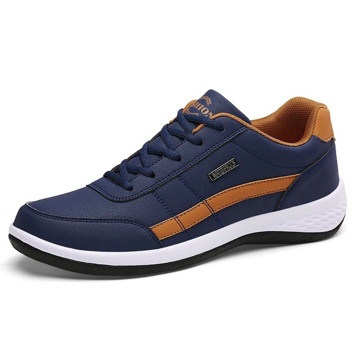 Elegante Ledersneaker für Herren mit vorderer Schnürung und Seitenpaneel