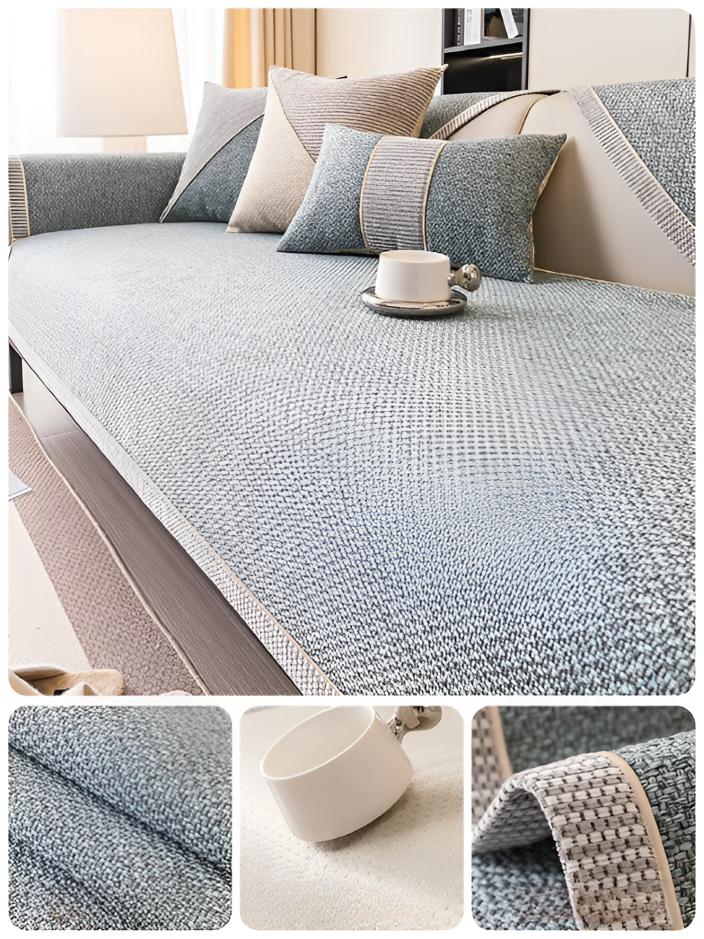 Elastischer Sofabezug – Baumwoll-Leinen-Polyester, Robust und Rutschfest